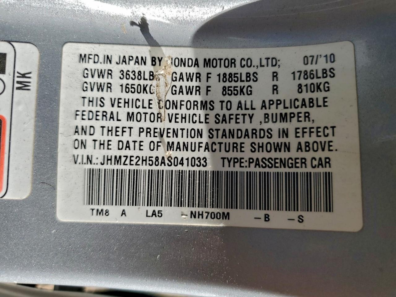 Honda Insight Lx Image 12